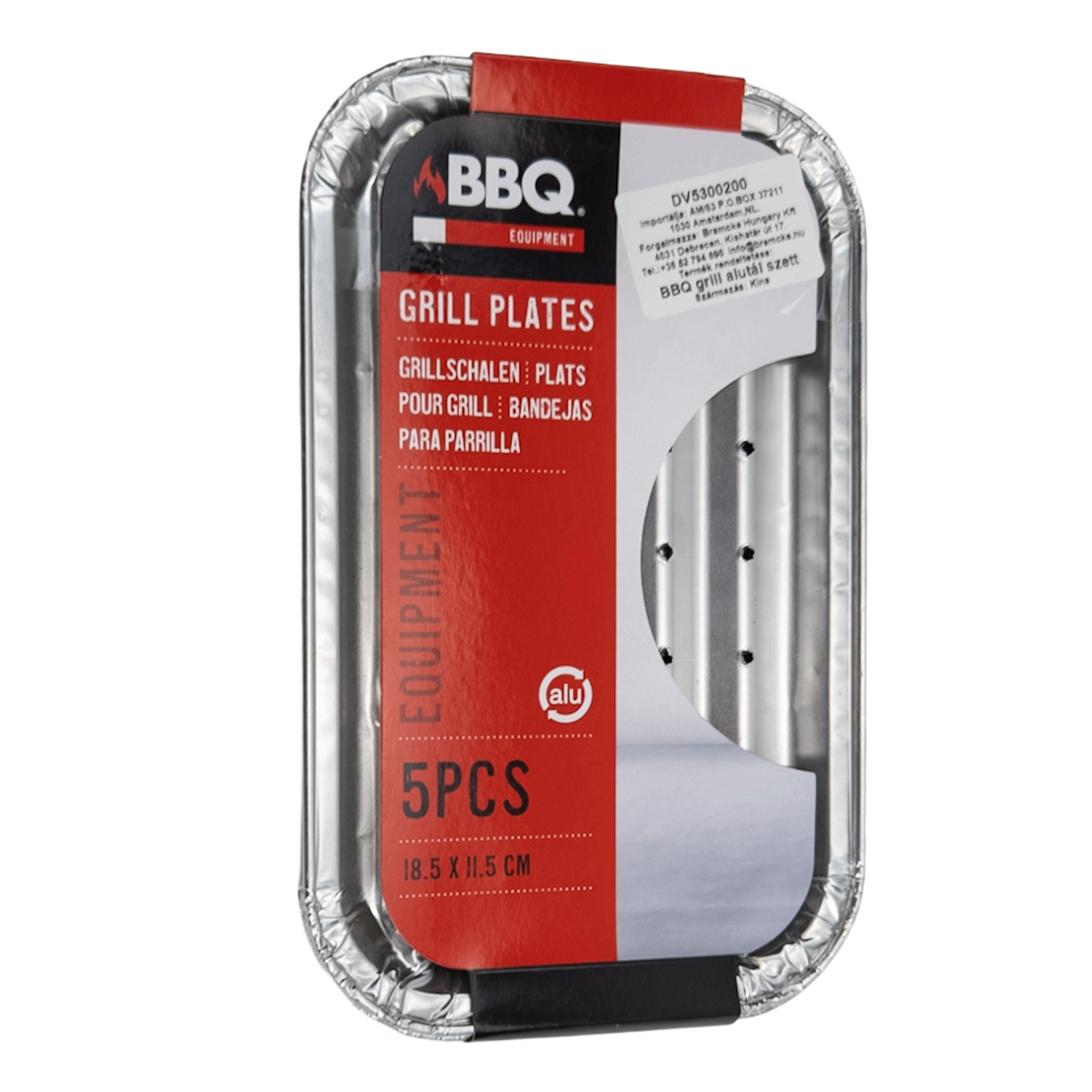 Set de 5 bandejas planas de aluminio para parrilla