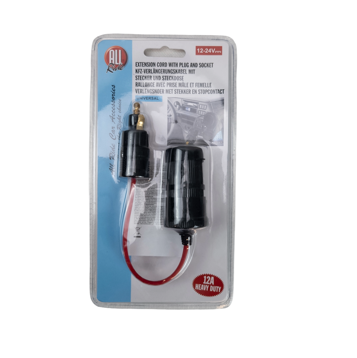 Kfz-Steckdosen-Adapter mit Schutzkappe, 12/24V, 12A