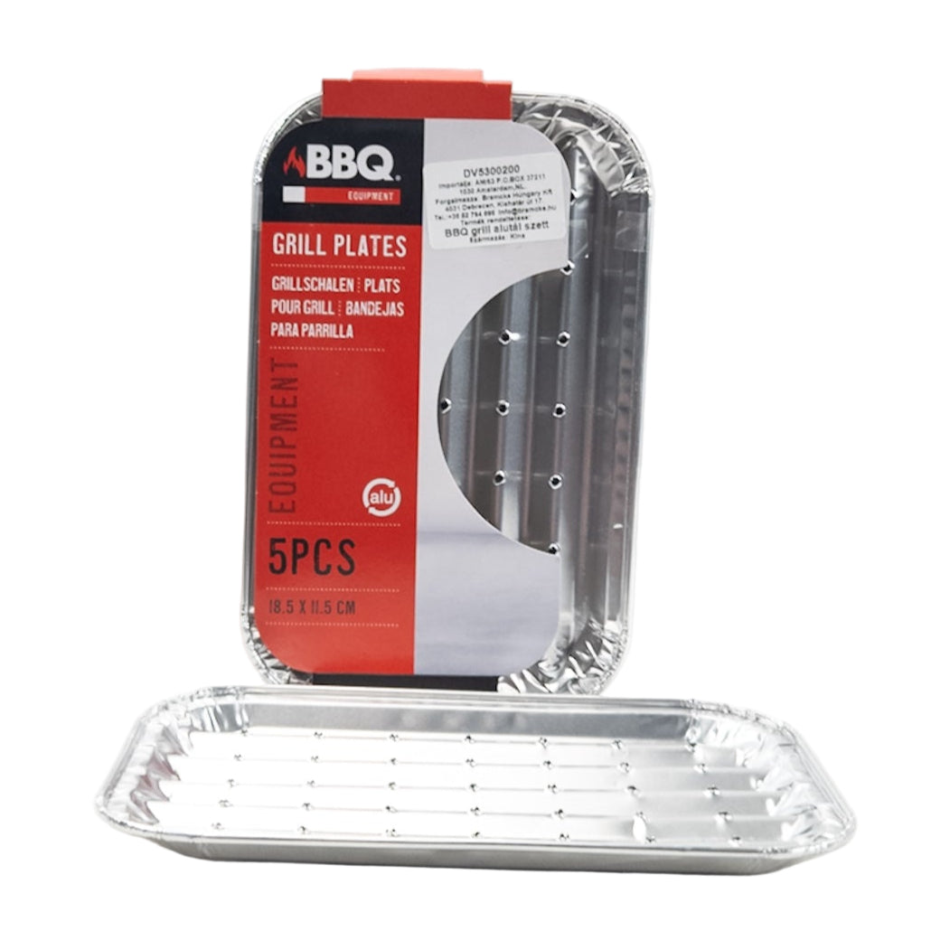 Set de 5 bandejas planas de aluminio para parrilla