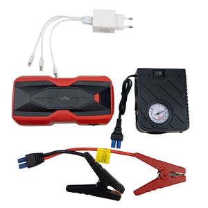 Kit multifunción de arranque para batería de coche 12V con compresor y linterna LED