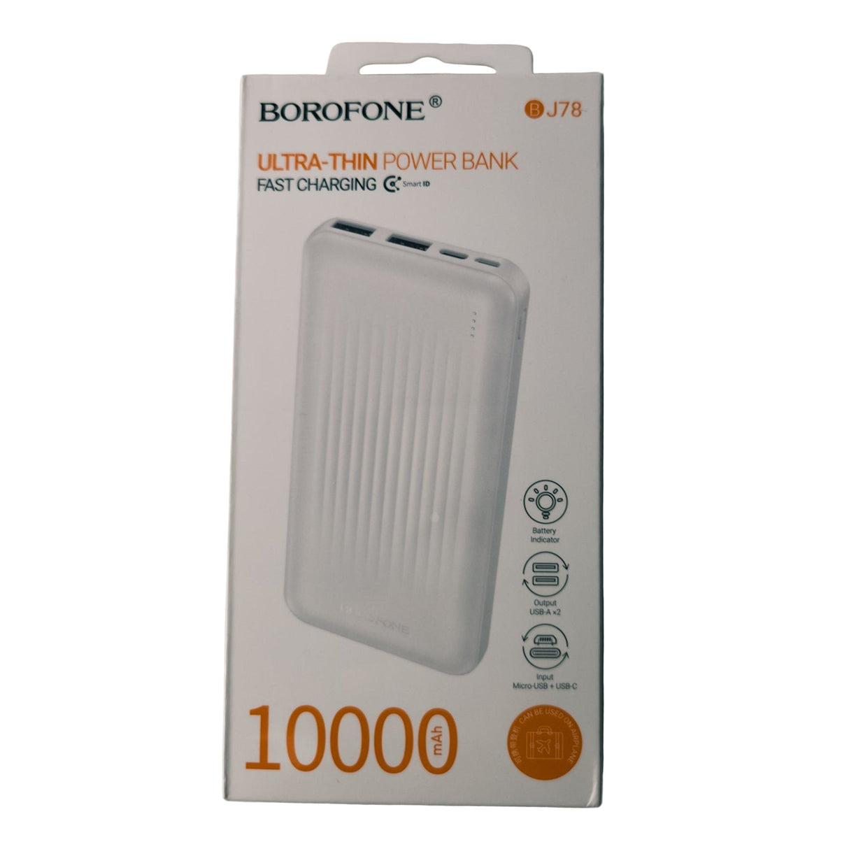 Power bank portátil de 10.000 mAh en color blanco