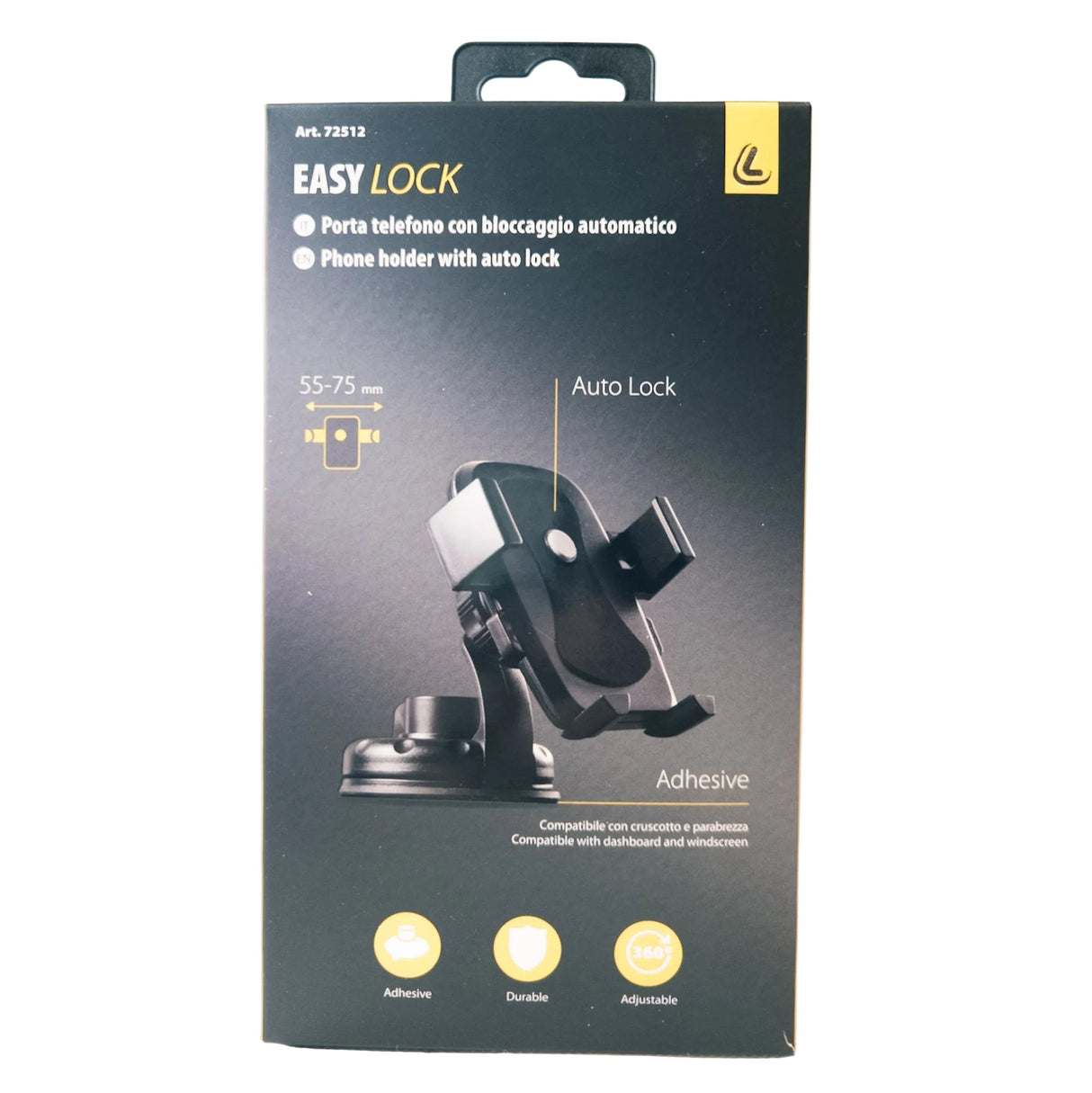 Soporte de móvil para coche con cierre automático para parabrisas y salpicadero