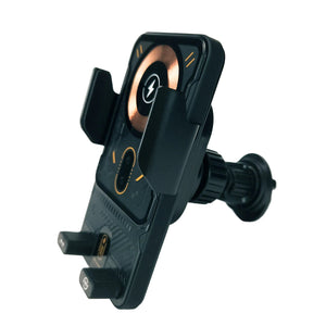 Suporte Veicular para Telemóvel com Carregamento Sem Fios Qi e Fixação na Grelha de Ventilação – Rotação 90°
