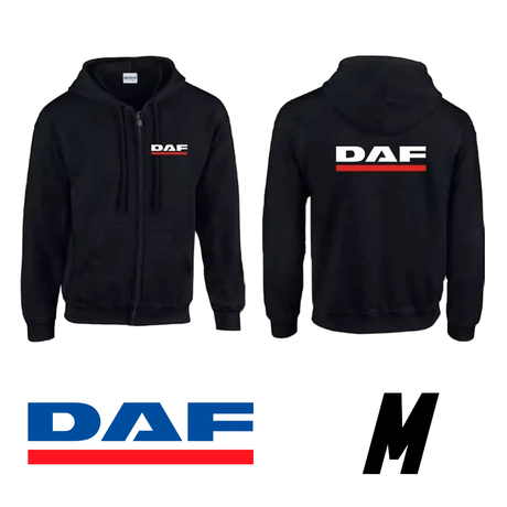 Sweatshirt Preta com Capuz e Fecho DAF
