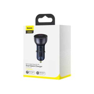 Carregador Veicular Rápido Baseus 65W com Display Digital (USB-A 18W + USB-C 45W)
