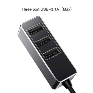 Caricabatterie USB da auto con 4 porte e cavo da 1,5 m - 5,5A