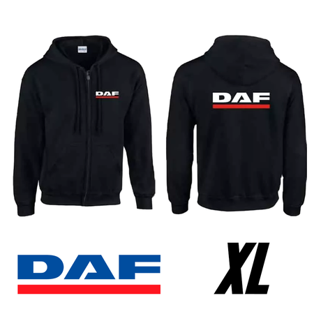 Sweatshirt Preta com Capuz e Fecho DAF