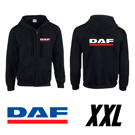 Sweatshirt Preta com Capuz e Fecho DAF