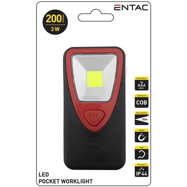 Entac Flat-Case LED Work Light, 200 Lumens