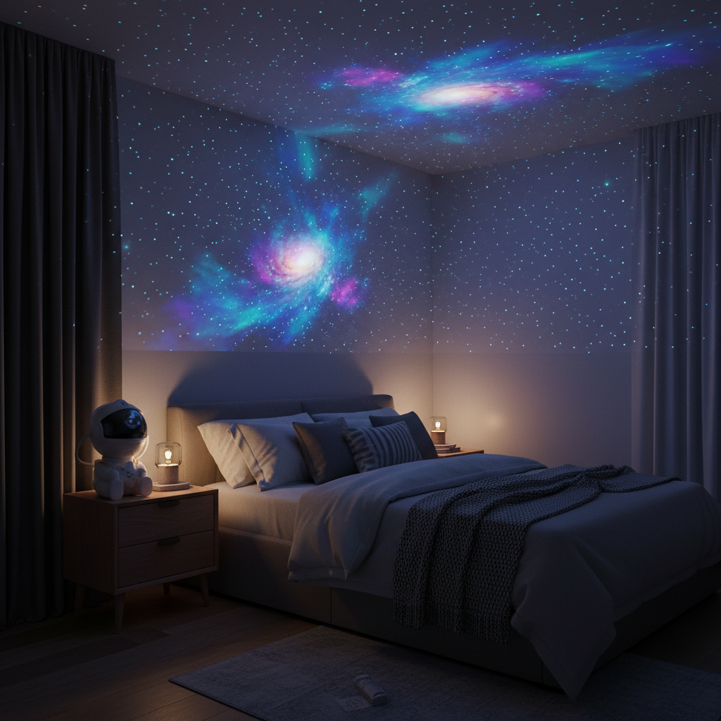 Mini Proiettore Galassia Astronauta - Bianco