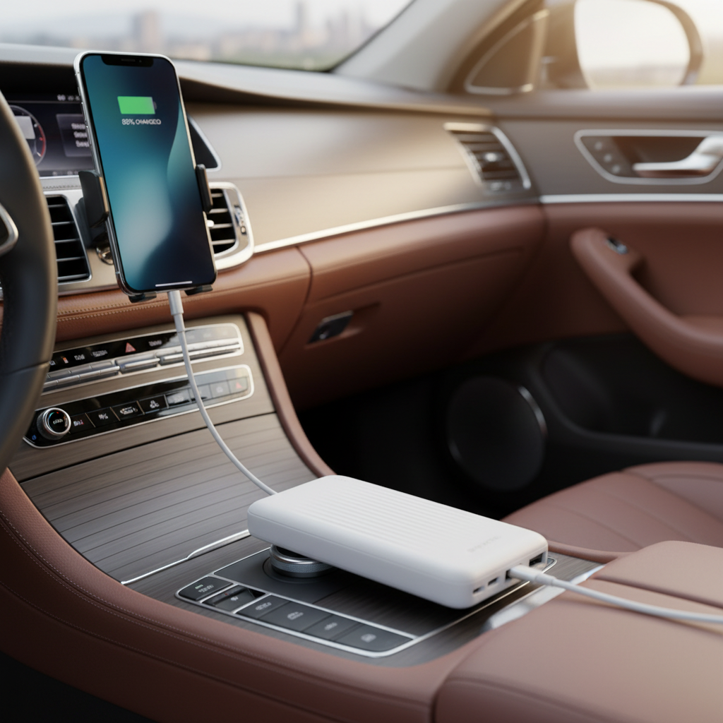 Power bank portátil de 10.000 mAh en color blanco