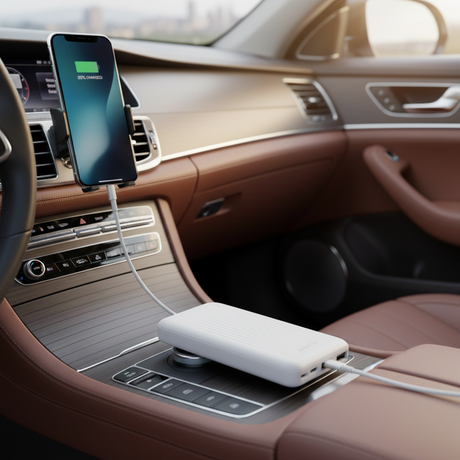 Power bank portátil de 10.000 mAh en color blanco