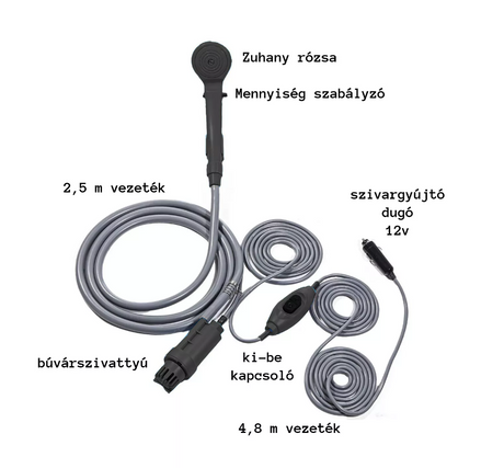 Ducha portátil para camping con conexión de 12V