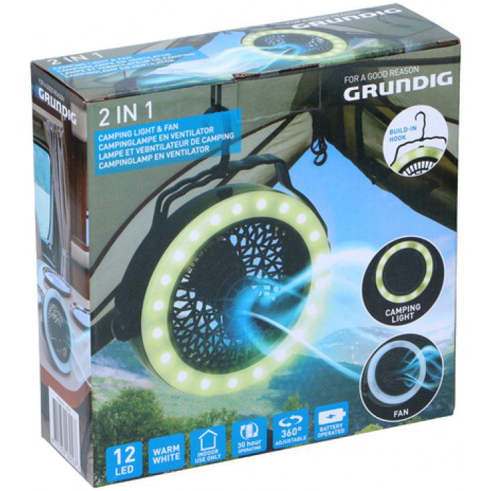 Grundig 2-in-1 LED Campinglampe mit Ventilator